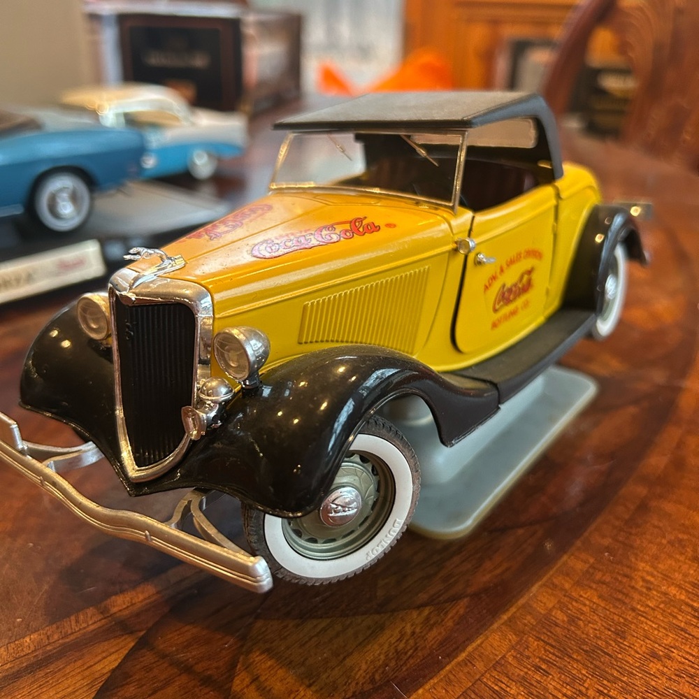 1930s Coca-Cola yellow and red diecast car model cars